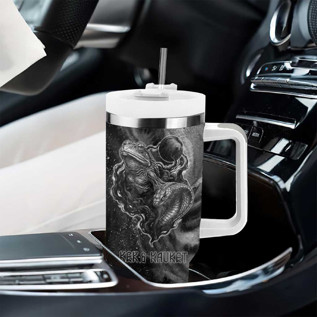 Kek and Kauket Egyptian Tumbler With Handle Primordial Darkness Design Cosmic Frogs and Serpents