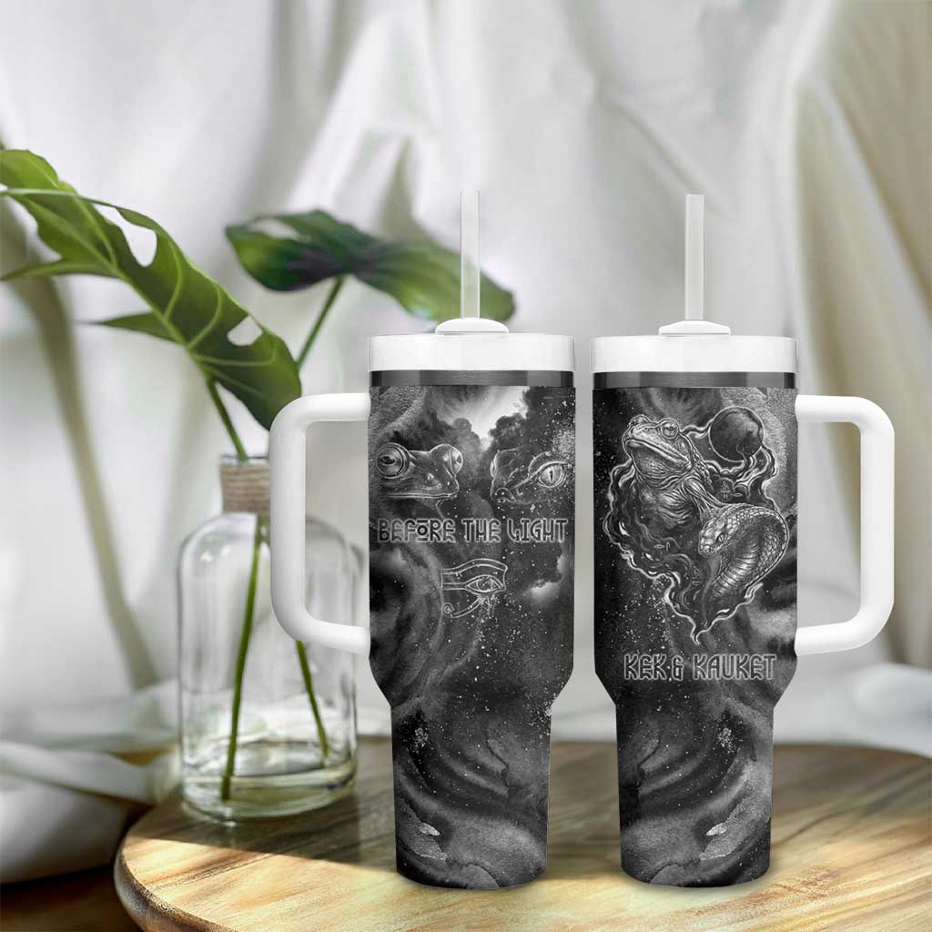 Kek and Kauket Egyptian Tumbler With Handle Primordial Darkness Design Cosmic Frogs and Serpents