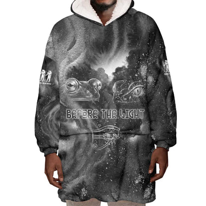 Kek and Kauket Egyptian Wearable Blanket Hoodie Primordial Darkness Design Cosmic Frogs and Serpents