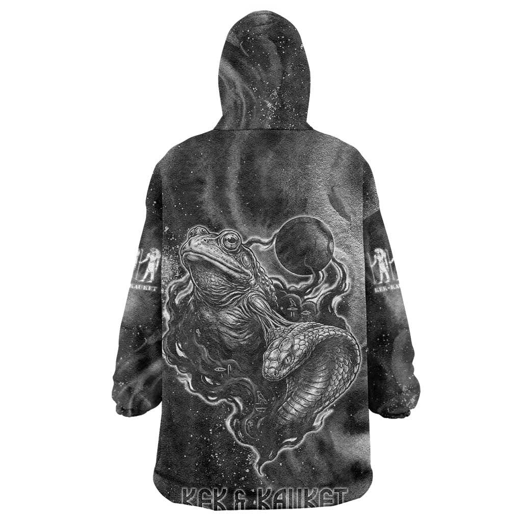 Kek and Kauket Egyptian Wearable Blanket Hoodie Primordial Darkness Design Cosmic Frogs and Serpents