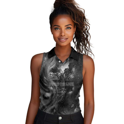 Kek and Kauket Egyptian Women Sleeveless Polo Shirt Primordial Darkness Design Cosmic Frogs and Serpents