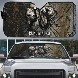 Egypt Kek and Kauket Auto Sun Shade Ancient Void Theme with Frog and Serpent Duality