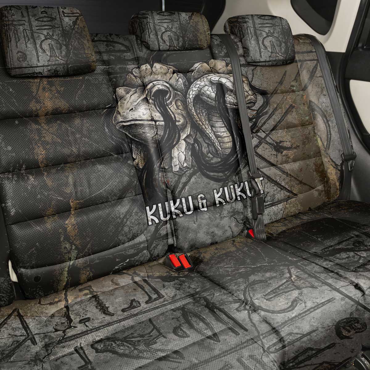 Egypt Kek and Kauket Back Car Seat Cover Ancient Void Theme with Frog and Serpent Duality