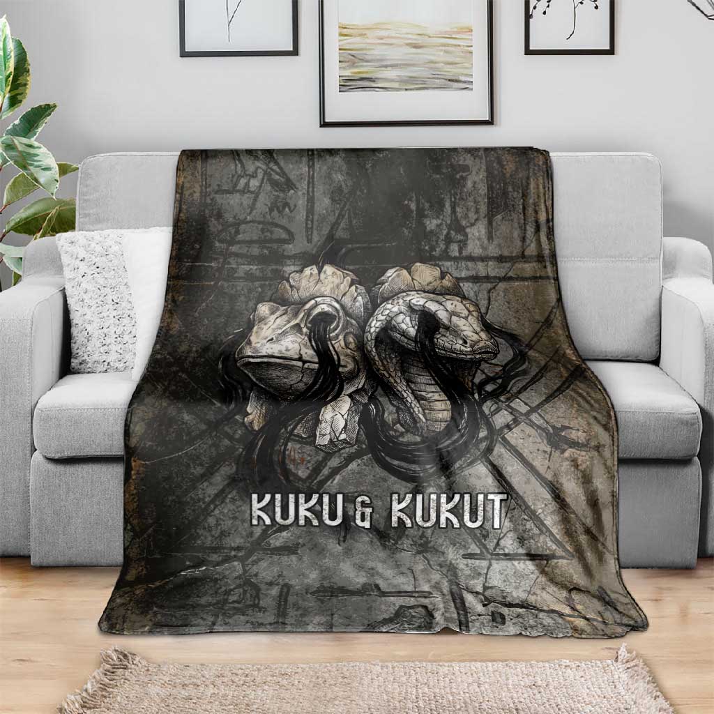 Egypt Kek and Kauket Blanket Ancient Void Theme with Frog and Serpent Duality