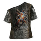 Egypt Kek and Kauket Cross Shoulder Shirt Ancient Void Theme with Frog and Serpent Duality