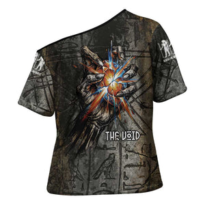Egypt Kek and Kauket Cross Shoulder Shirt Ancient Void Theme with Frog and Serpent Duality