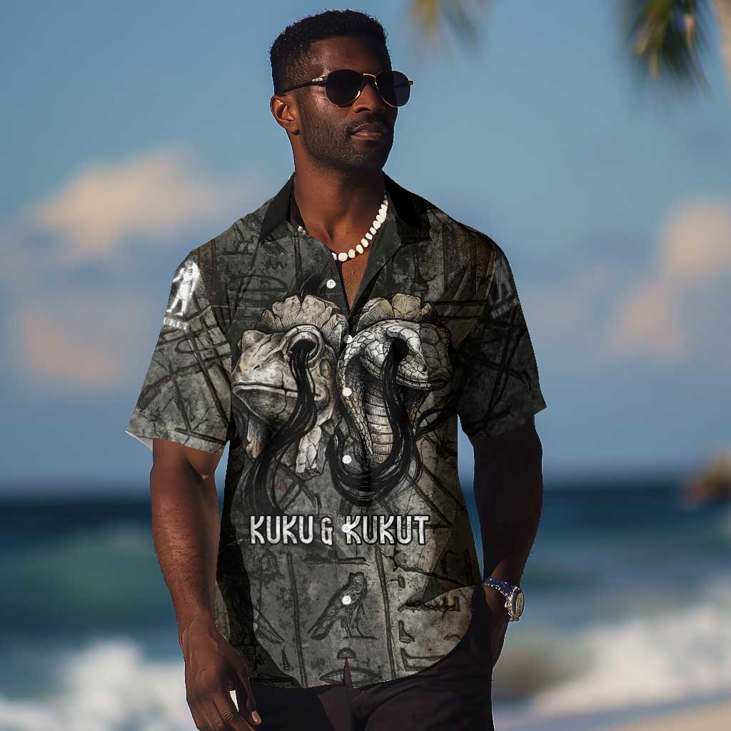 Egypt Kek and Kauket Hawaiian Shirt Ancient Void Theme with Frog and Serpent Duality