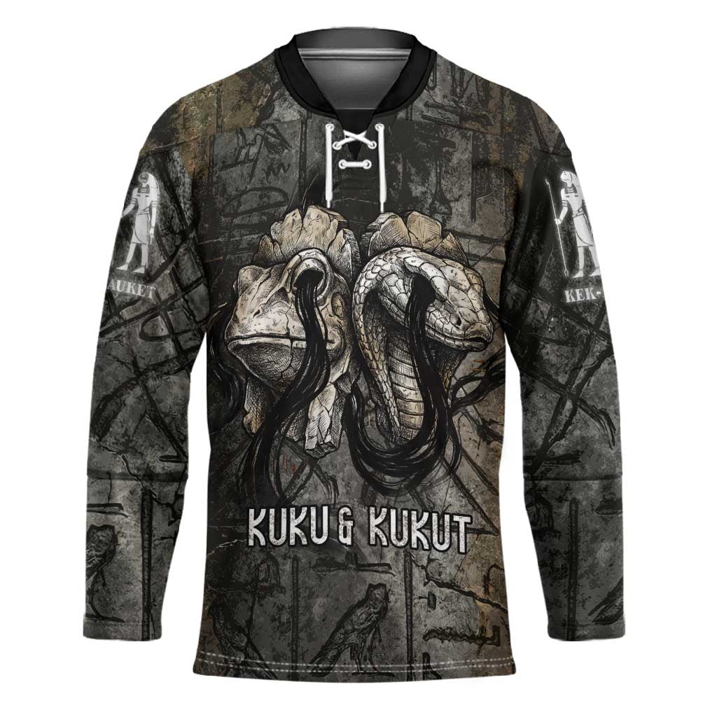 Egypt Kek and Kauket Hockey Jersey Ancient Void Theme with Frog and Serpent Duality