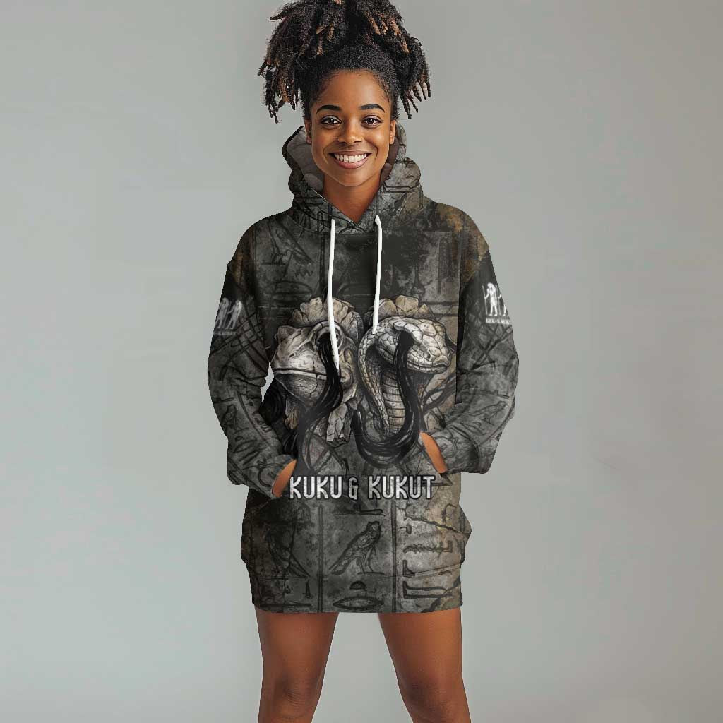 Egypt Kek and Kauket Hoodie Dress Ancient Void Theme with Frog and Serpent Duality