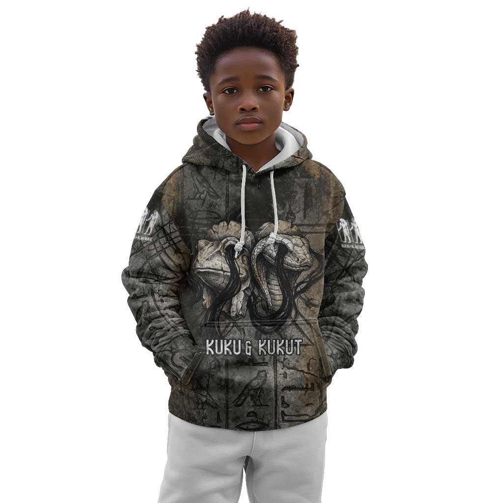 Egypt Kek and Kauket Kid Hoodie Ancient Void Theme with Frog and Serpent Duality