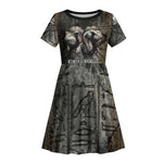 Egypt Kek and Kauket Kid Short Sleeve Dress Ancient Void Theme with Frog and Serpent Duality