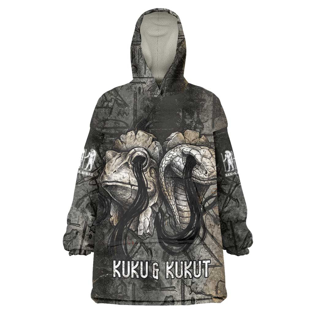 Egypt Kek and Kauket Kid Wearable Blanket Hoodie Ancient Void Theme with Frog and Serpent Duality