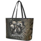 Egypt Kek and Kauket Leather Tote Bag Ancient Void Theme with Frog and Serpent Duality