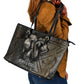 Egypt Kek and Kauket Leather Tote Bag Ancient Void Theme with Frog and Serpent Duality