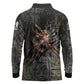 Egypt Kek and Kauket Long Sleeve Polo Shirt Ancient Void Theme with Frog and Serpent Duality
