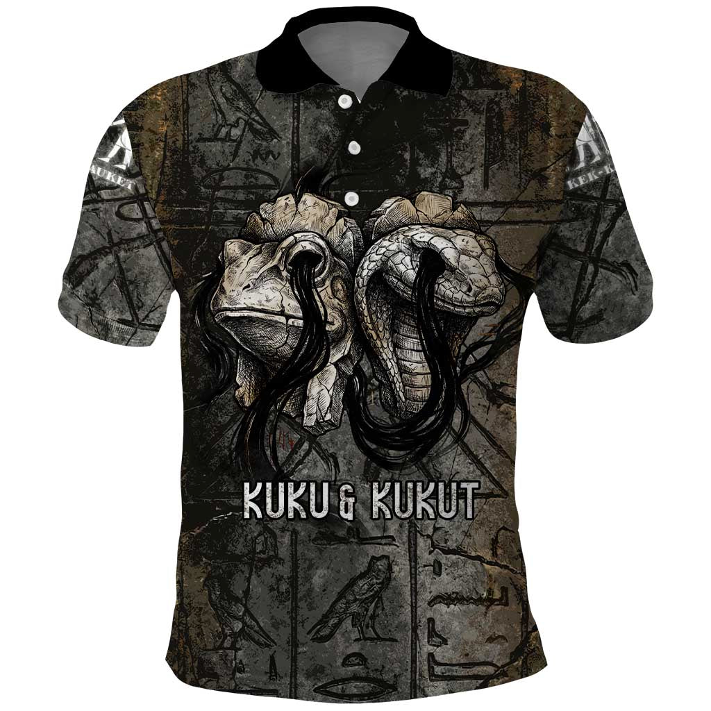Egypt Kek and Kauket Polo Shirt Ancient Void Theme with Frog and Serpent Duality