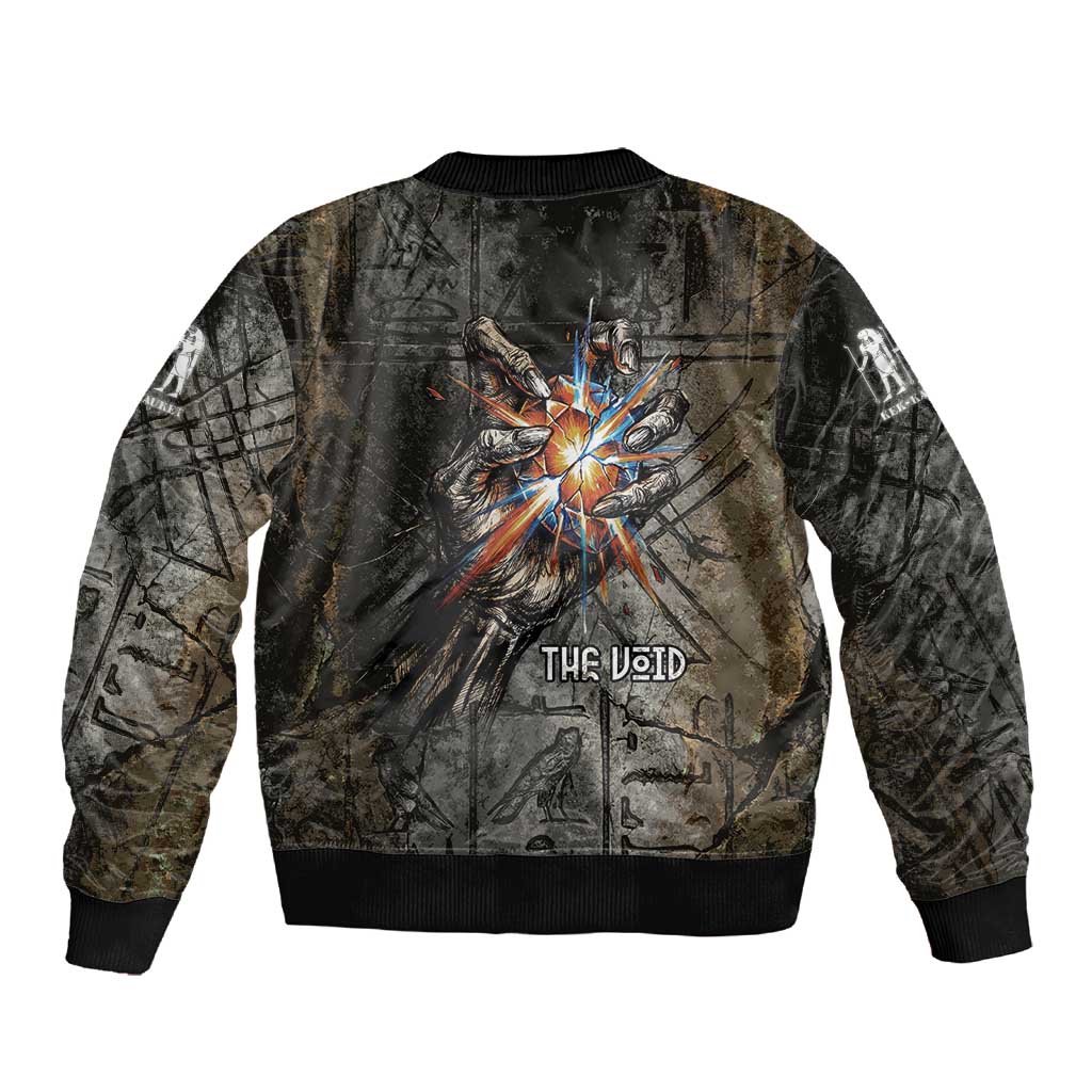 Egypt Kek and Kauket Sleeve Zip Bomber Jacket Ancient Void Theme with Frog and Serpent Duality