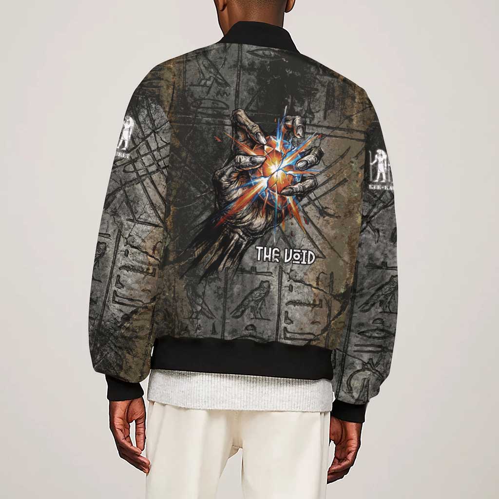 Egypt Kek and Kauket Sleeve Zip Bomber Jacket Ancient Void Theme with Frog and Serpent Duality