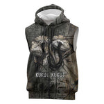 Egypt Kek and Kauket Sleeveless Zip Hoodie Ancient Void Theme with Frog and Serpent Duality