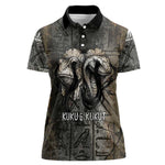 Egypt Kek and Kauket Women Polo Shirt Ancient Void Theme with Frog and Serpent Duality