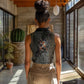Egypt Kek and Kauket Women Sleeveless Polo Shirt Ancient Void Theme with Frog and Serpent Duality