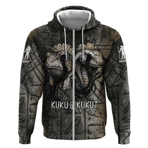 Egypt Kek and Kauket Zip Hoodie Ancient Void Theme with Frog and Serpent Duality
