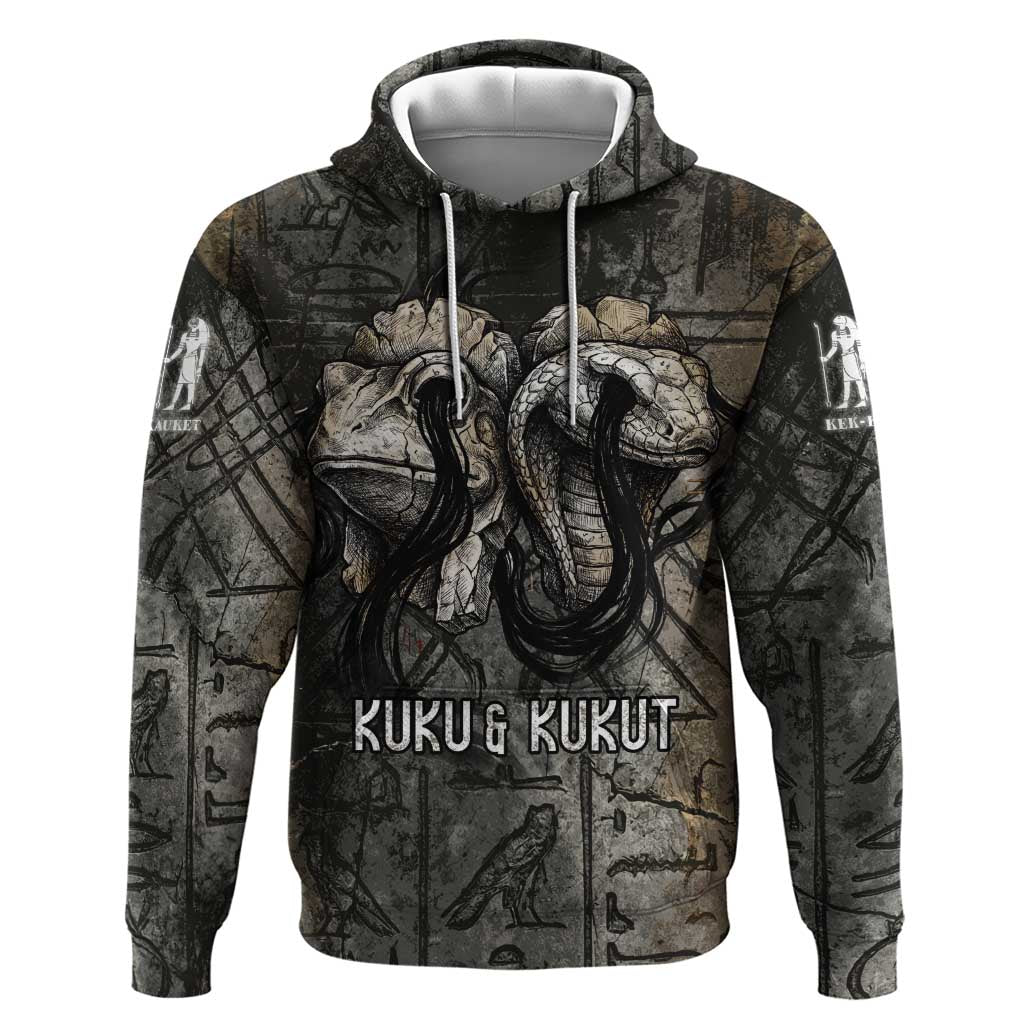 Egypt Kek and Kauket Zip Hoodie Ancient Void Theme with Frog and Serpent Duality