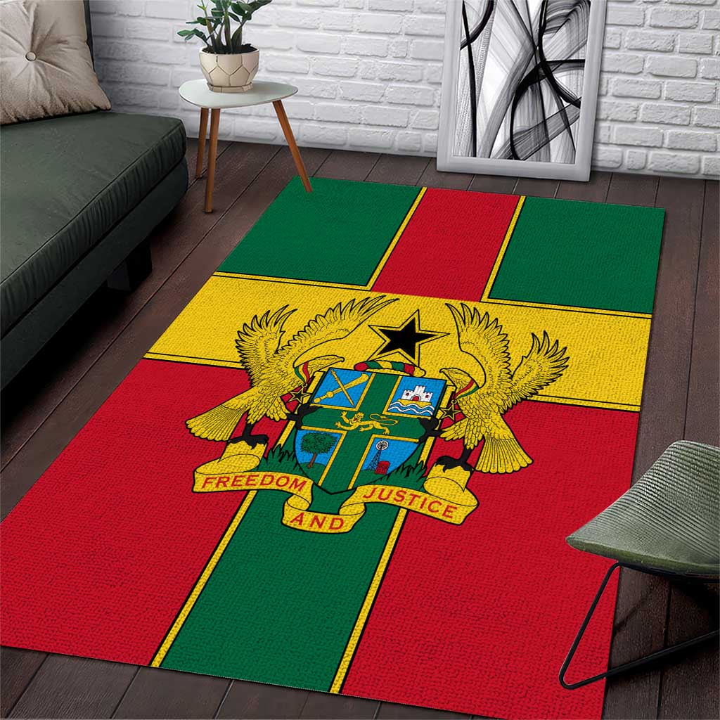 African Ghana Area Rug Flag with Coat of Arms Simple Design