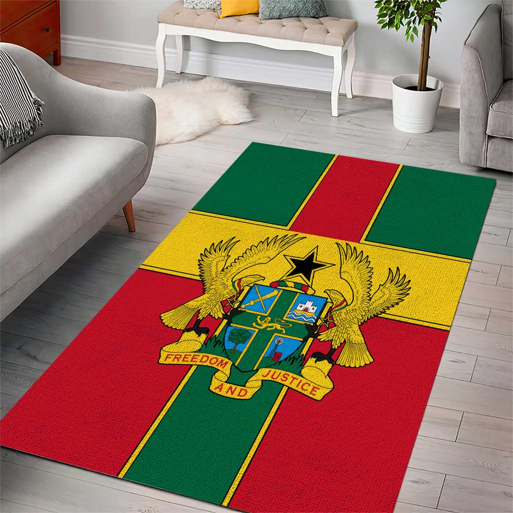 African Ghana Area Rug Flag with Coat of Arms Simple Design
