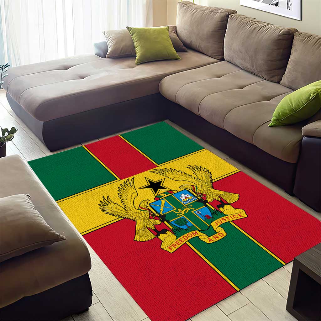 African Ghana Area Rug Flag with Coat of Arms Simple Design