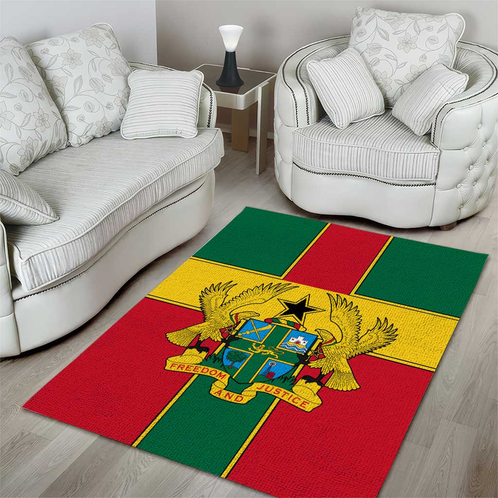 African Ghana Area Rug Flag with Coat of Arms Simple Design