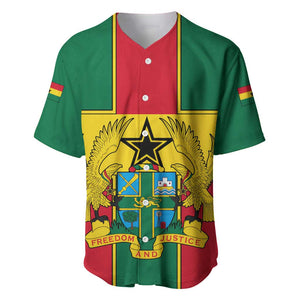 African Ghana Baseball Jersey Flag with Coat of Arms Simple Design