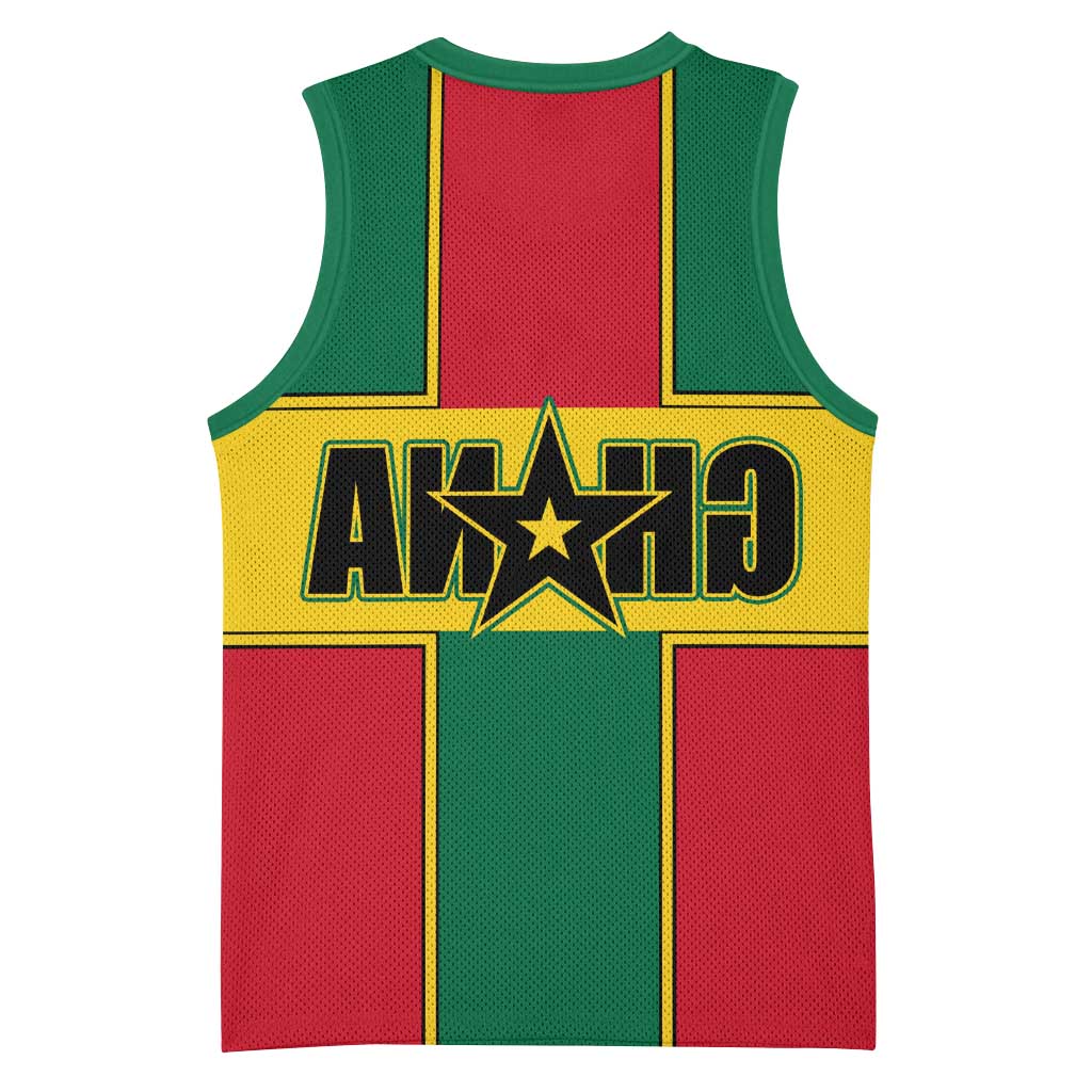 African Ghana Basketball Jersey Flag with Coat of Arms Simple Design - African Pride