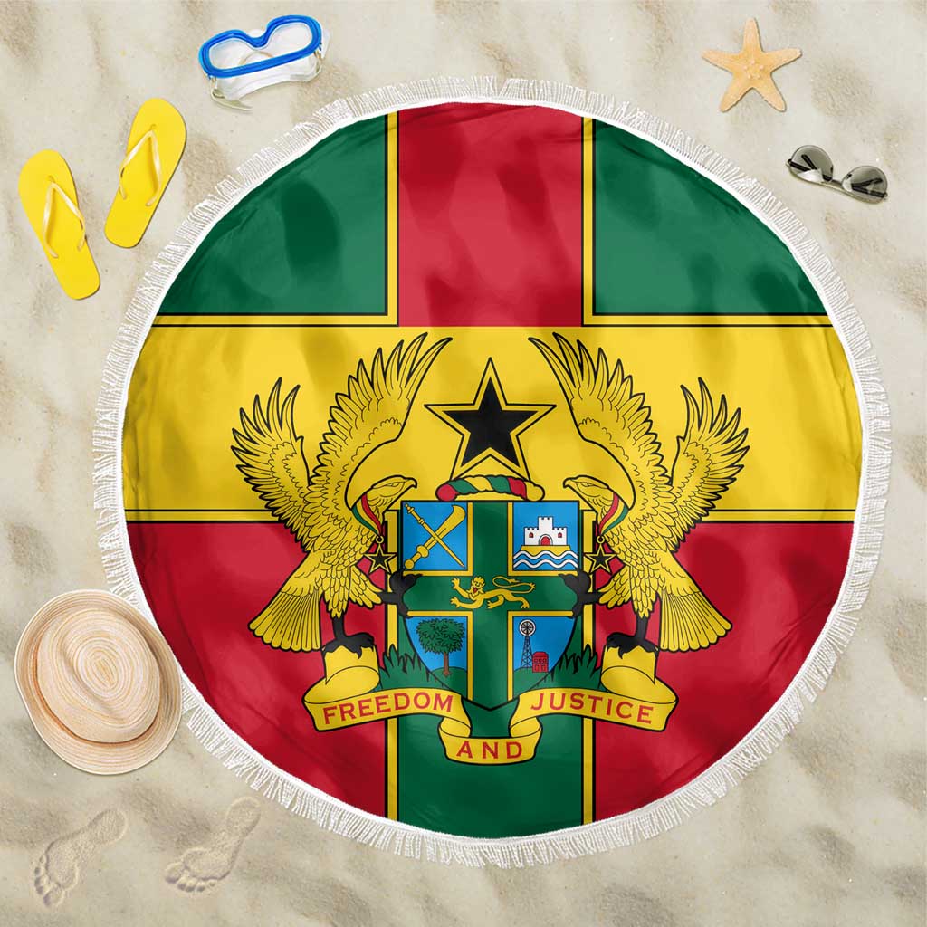 African Ghana Beach Blanket Flag with Coat of Arms Simple Design