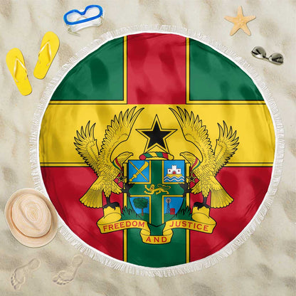 African Ghana Beach Blanket Flag with Coat of Arms Simple Design