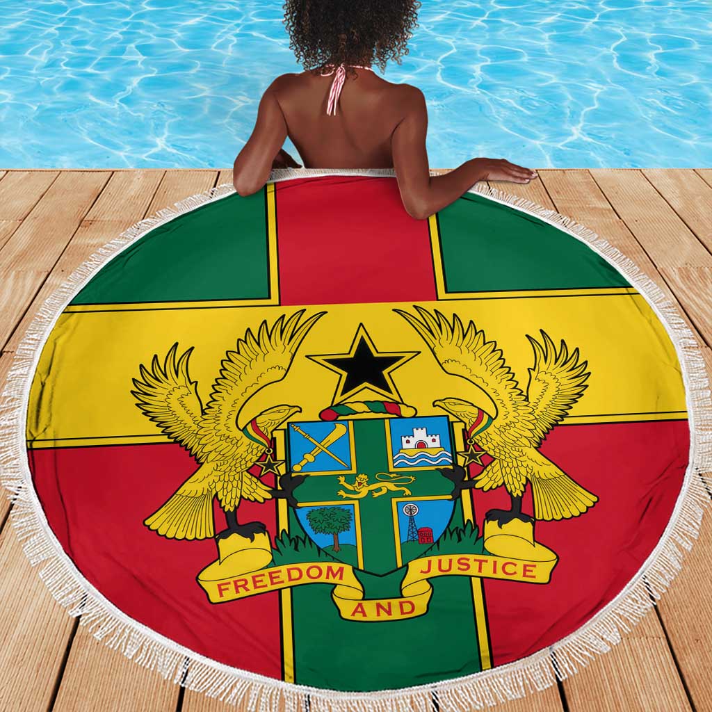 African Ghana Beach Blanket Flag with Coat of Arms Simple Design