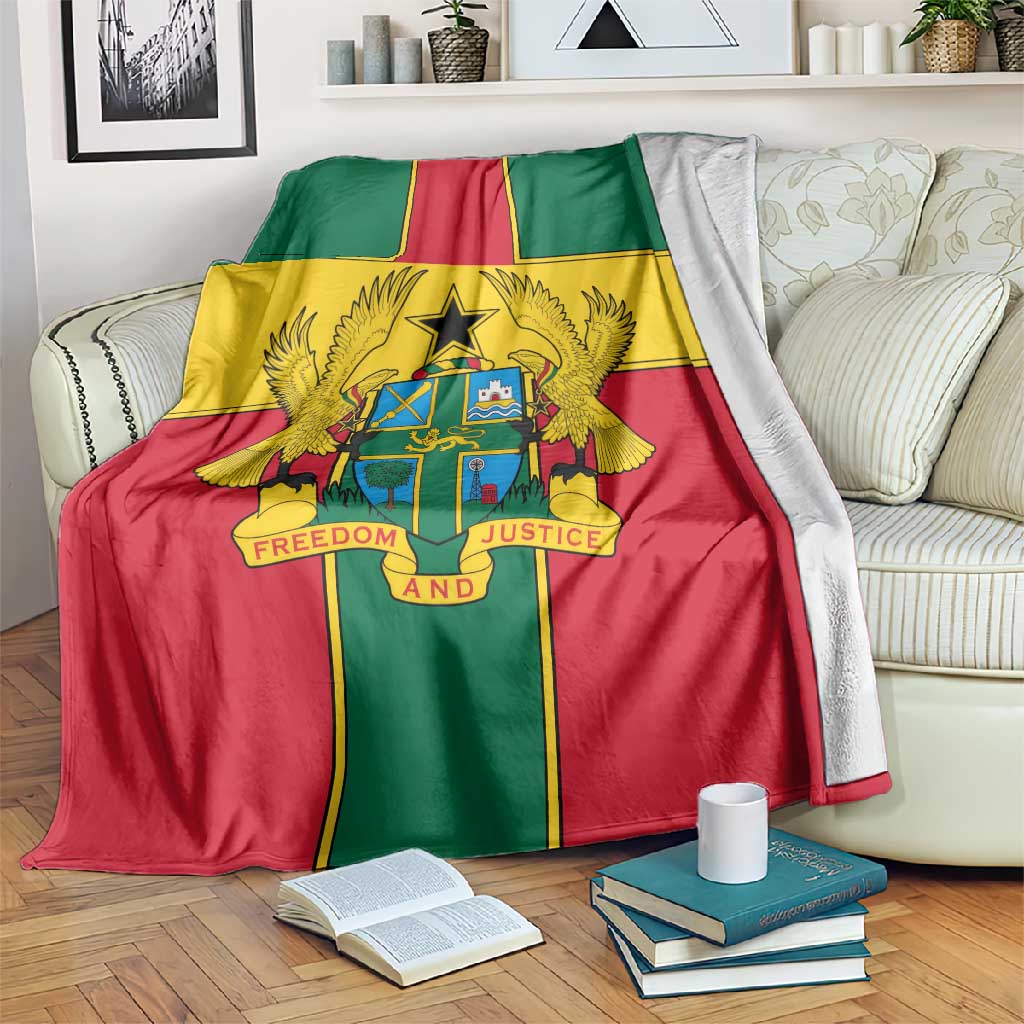 African Ghana Blanket Flag with Coat of Arms Simple Design