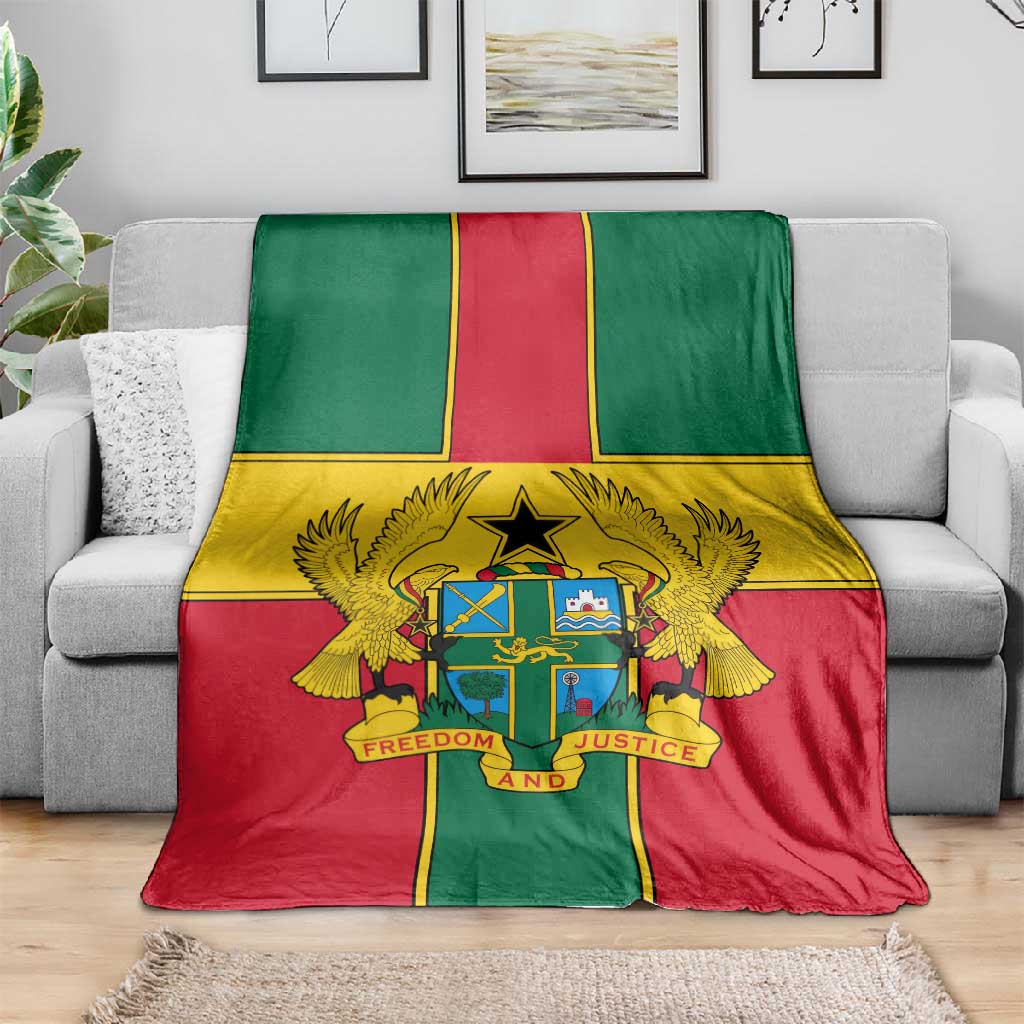 African Ghana Blanket Flag with Coat of Arms Simple Design