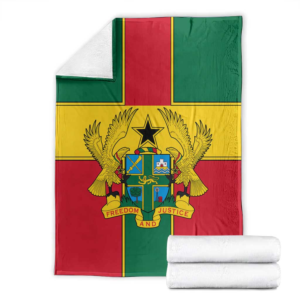 African Ghana Blanket Flag with Coat of Arms Simple Design