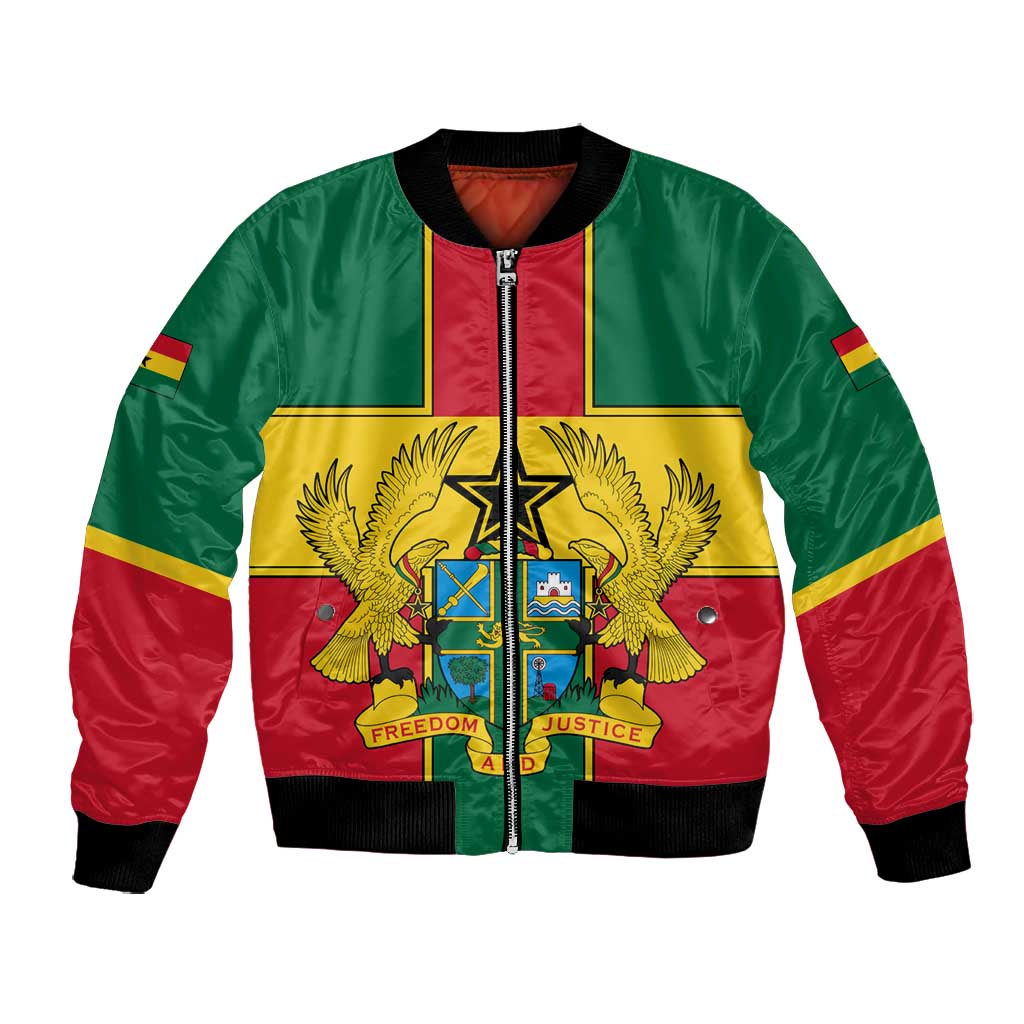 African Ghana Bomber Jacket Flag with Coat of Arms Simple Design