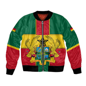 African Ghana Bomber Jacket Flag with Coat of Arms Simple Design