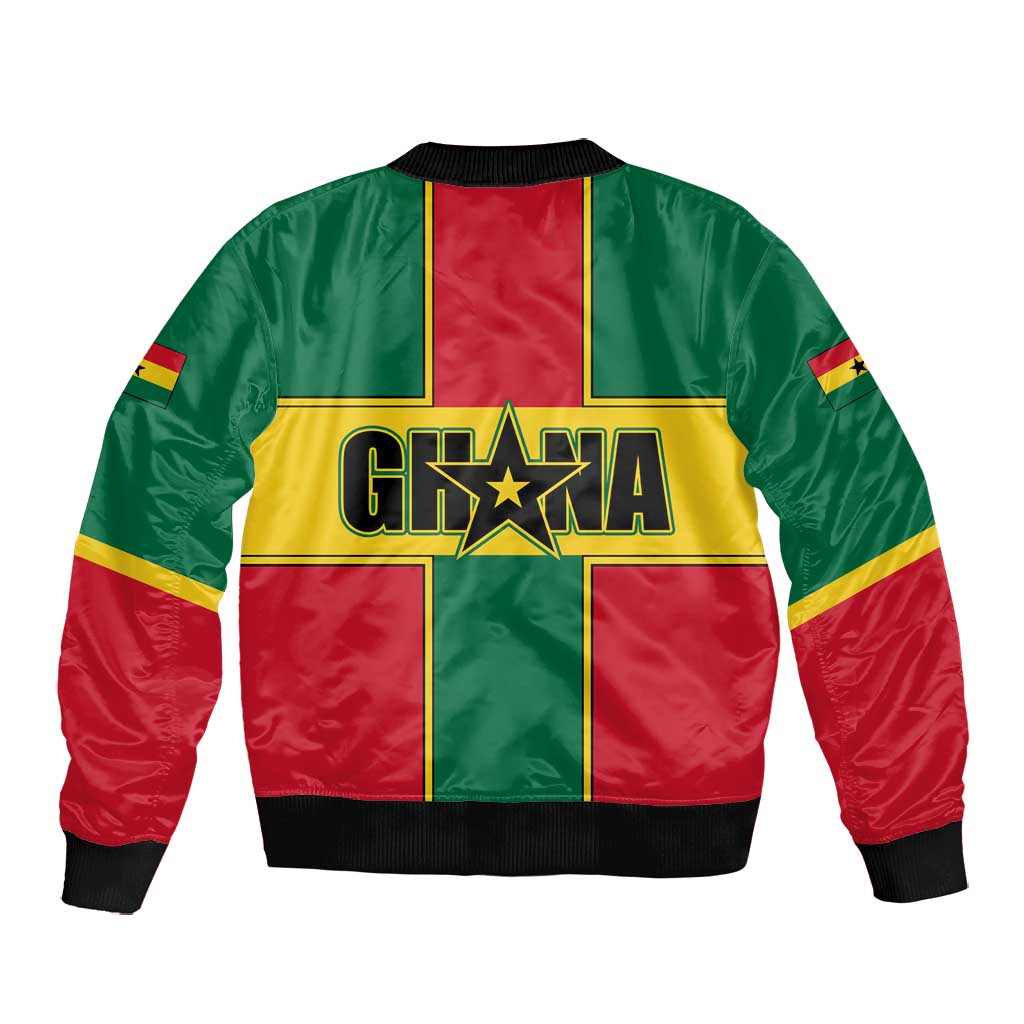 African Ghana Bomber Jacket Flag with Coat of Arms Simple Design
