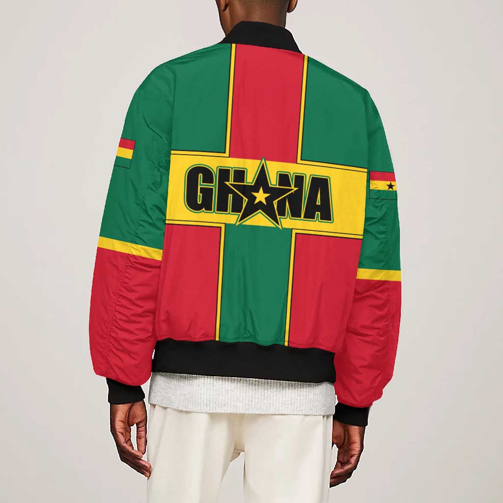 African Ghana Bomber Jacket Flag with Coat of Arms Simple Design