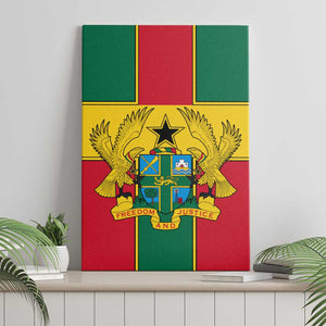 African Ghana Canvas Wall Art Flag with Coat of Arms Simple Design