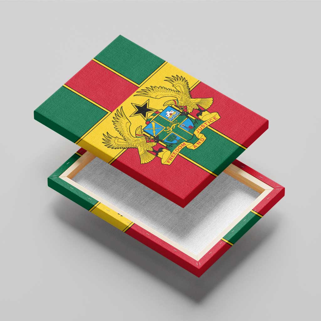 African Ghana Canvas Wall Art Flag with Coat of Arms Simple Design