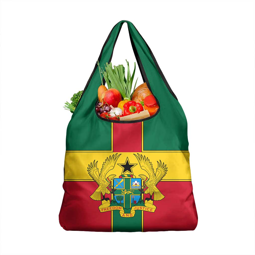 African Ghana Grocery Bag Flag with Coat of Arms Simple Design