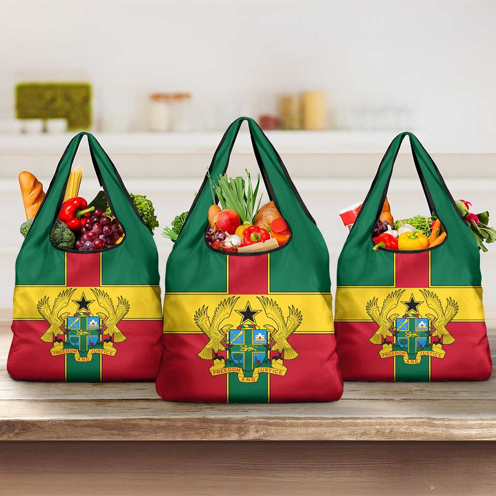 African Ghana Grocery Bag Flag with Coat of Arms Simple Design