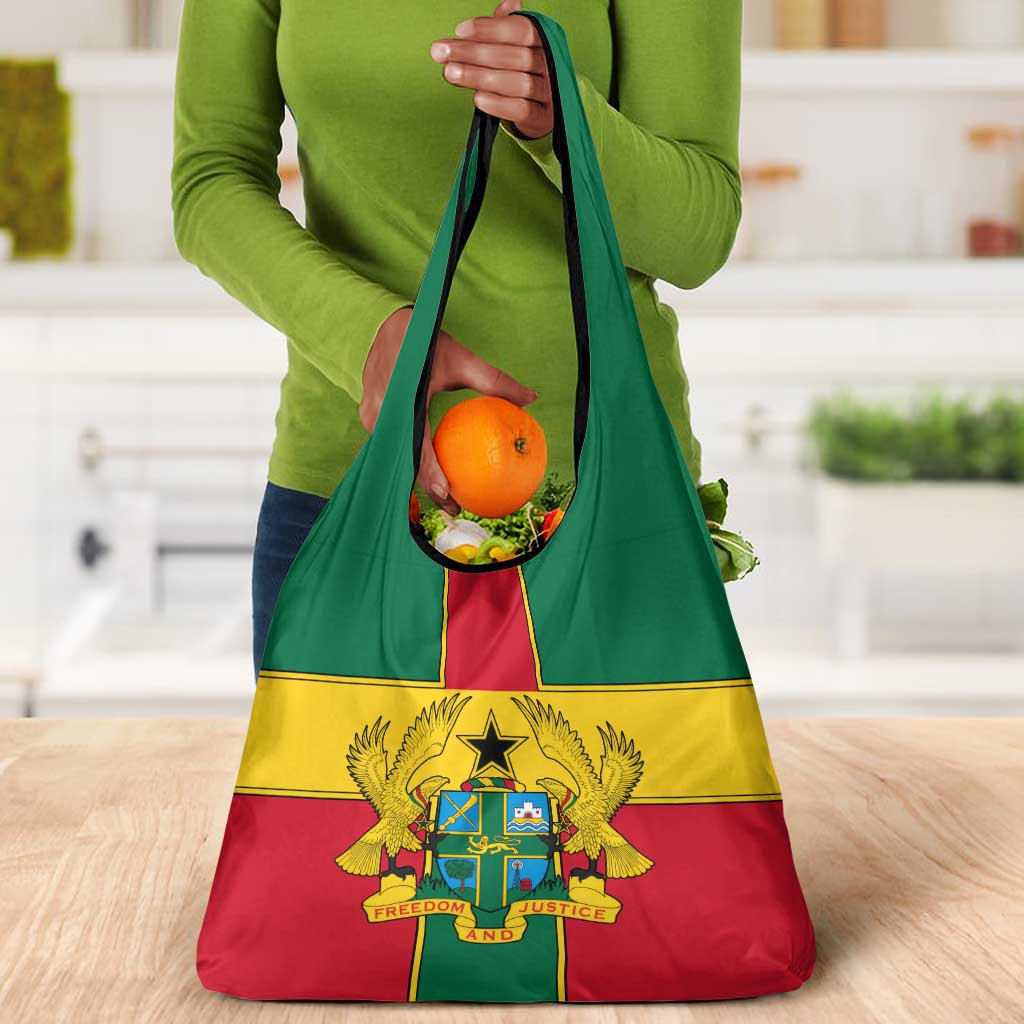African Ghana Grocery Bag Flag with Coat of Arms Simple Design