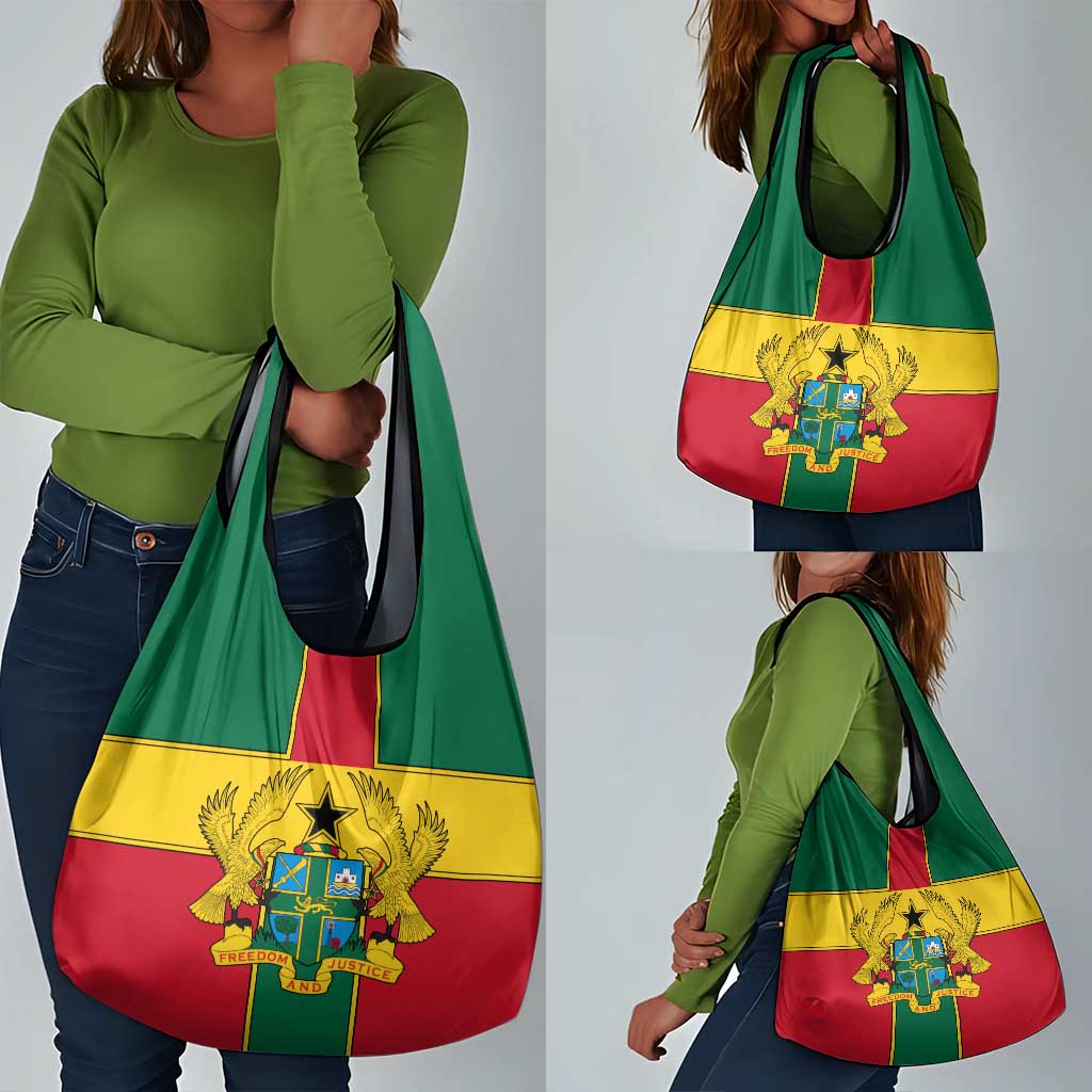 African Ghana Grocery Bag Flag with Coat of Arms Simple Design