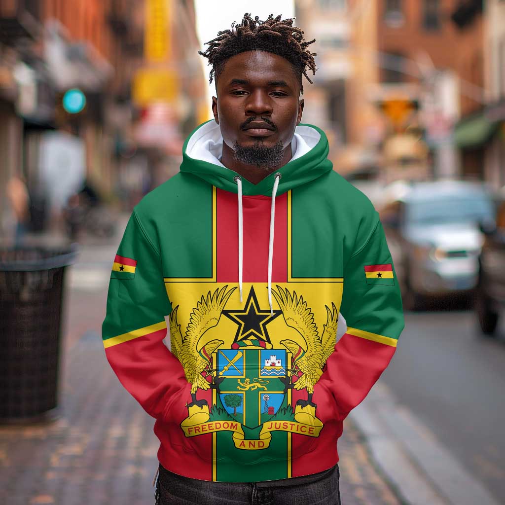 African Ghana Hoodie Flag with Coat of Arms Simple Design